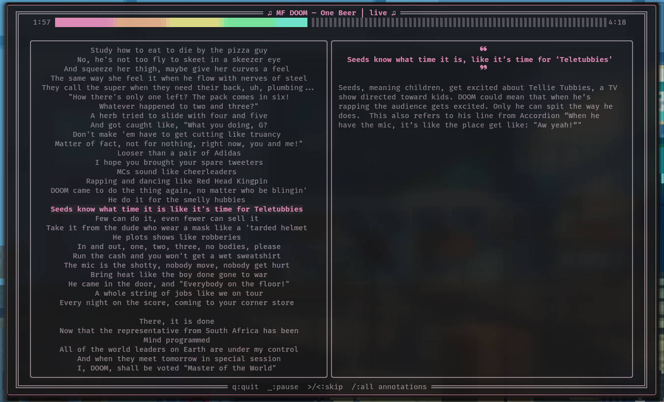 lyrics screenshot